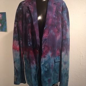 Men’s Tie Dye Blazer 46R Claiborne Silk/Cotton